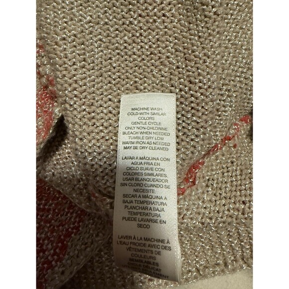 Chicos V Neck Sweater Size 1=M Tan Orange - Picture 5 of 6